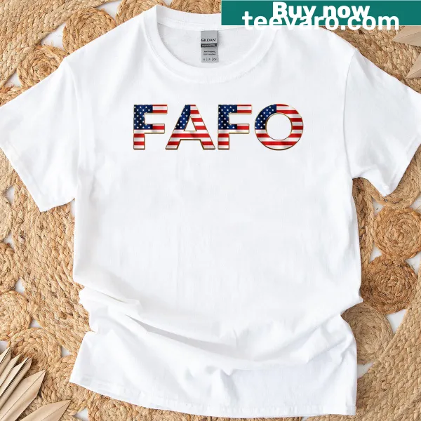 Text design with American flag letters and 'Fafo' phrase