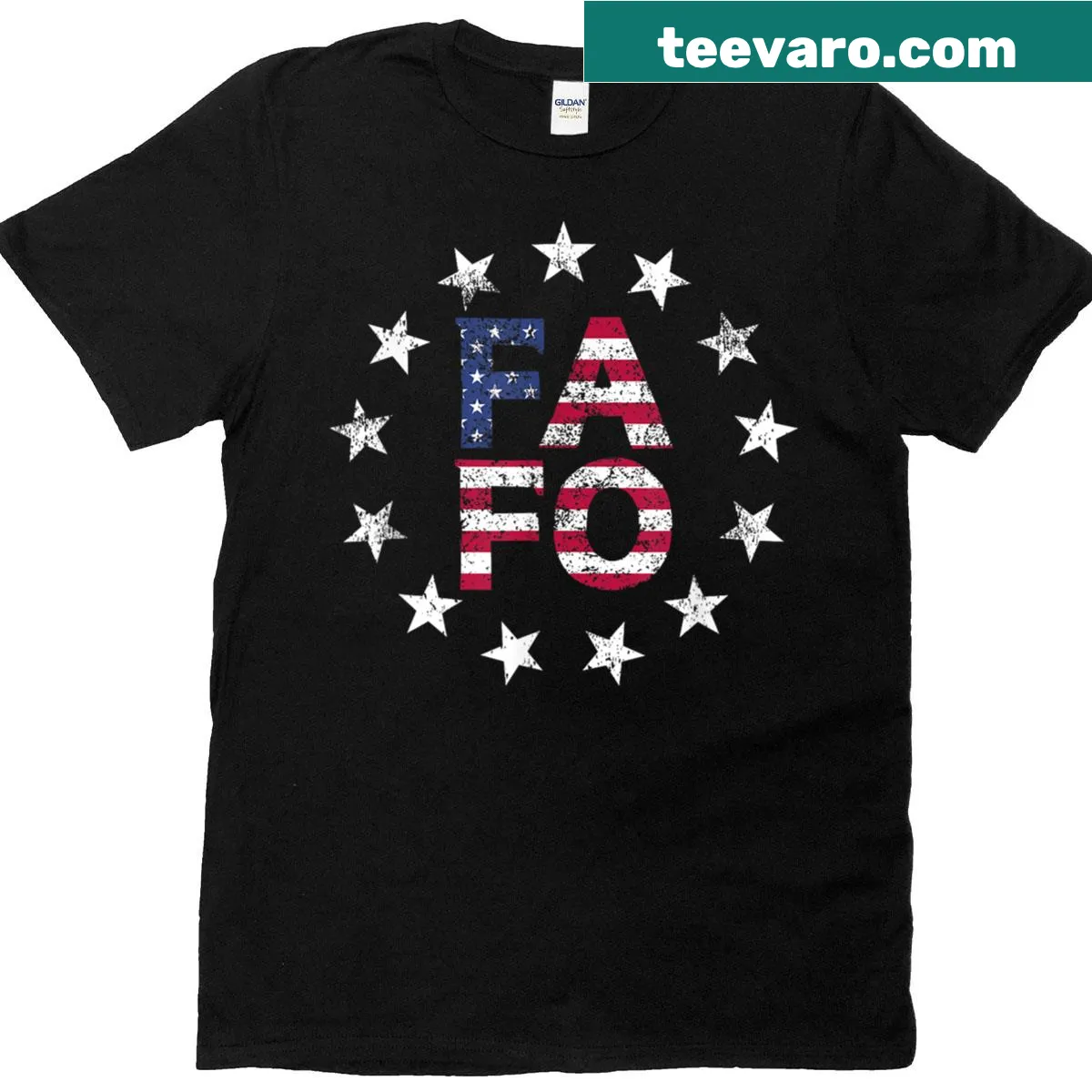 Grunge Betsy Ross Flag t-shirt for 4th of July — on a men's t-shirt
