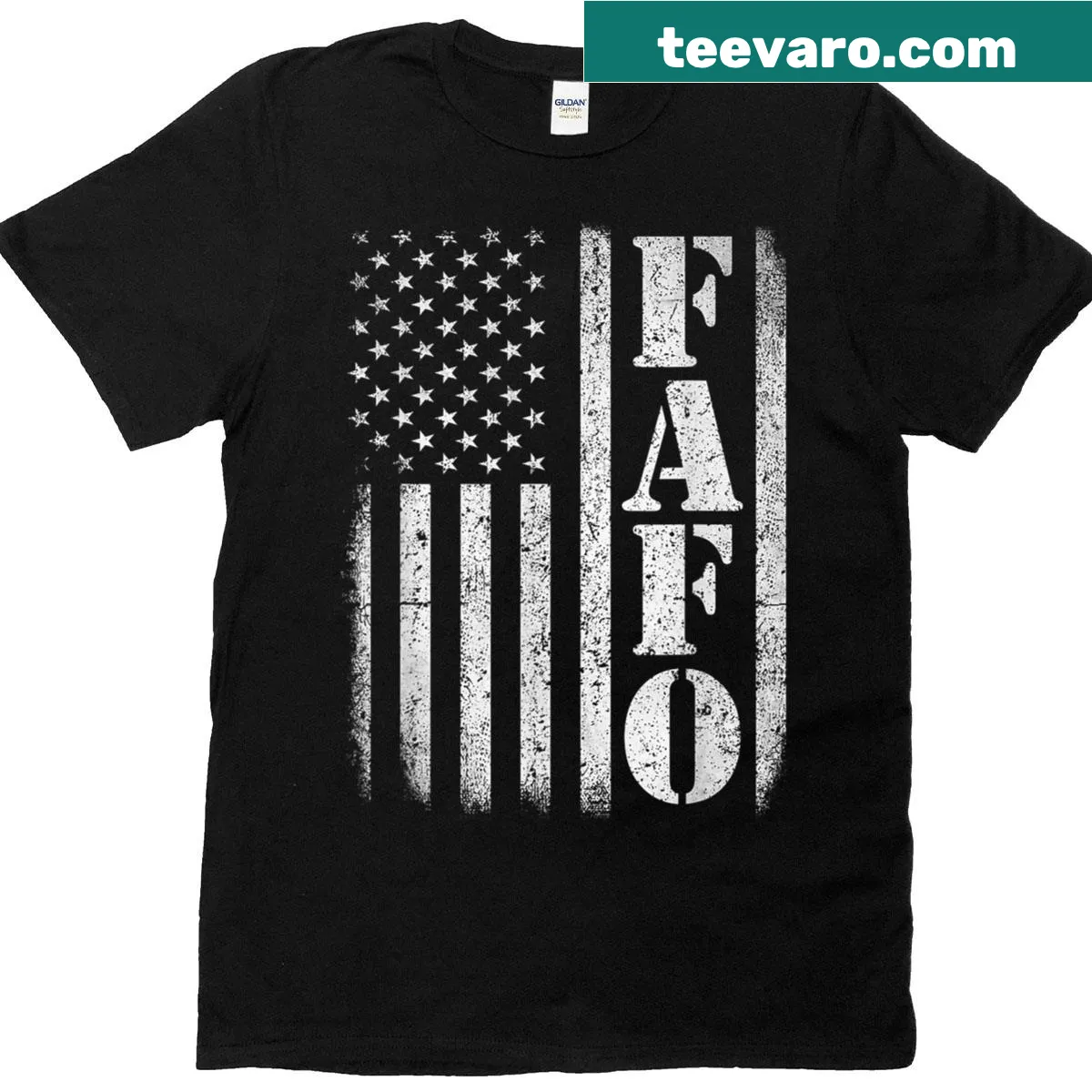 Vintage distressed T-shirt featuring the American flag — on a men's t-shirt