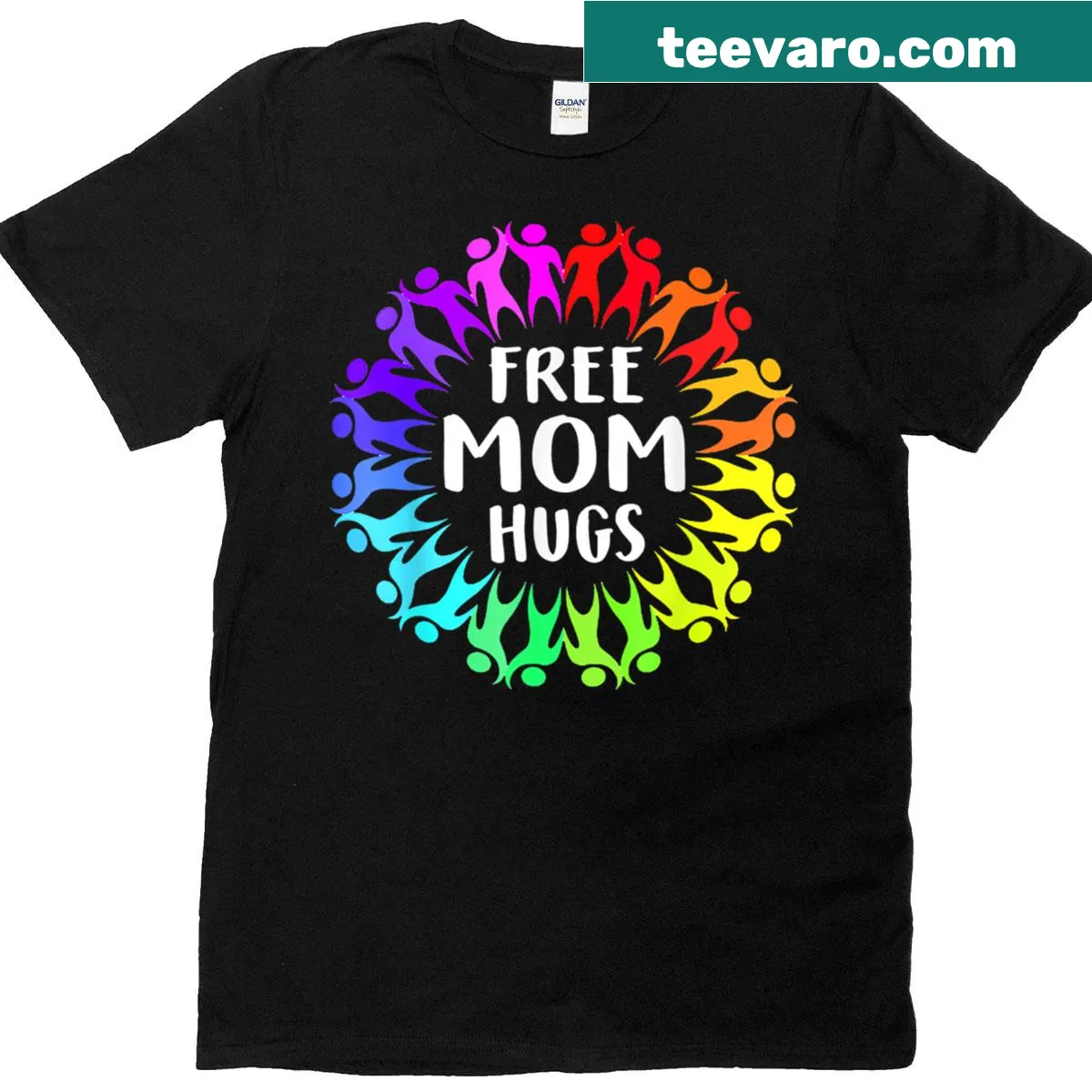Inclusive t-shirt promoting 'Free Mom Hugs' message for Pride — on a men's t-shirt