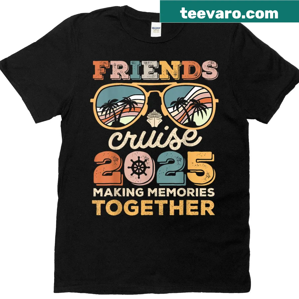 Cruise-themed T-shirt for friends making summer memories — on a men's t-shirt