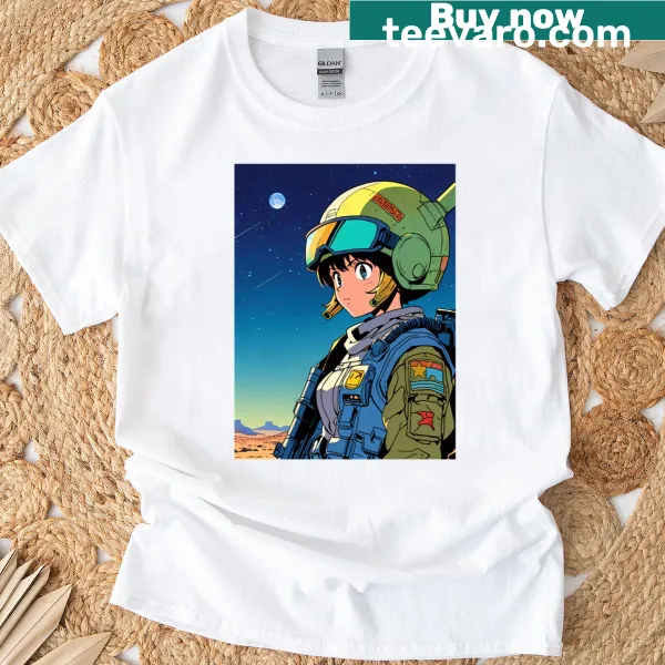 Oversized T-shirt with galactic soldier graphic for sci-fi fans