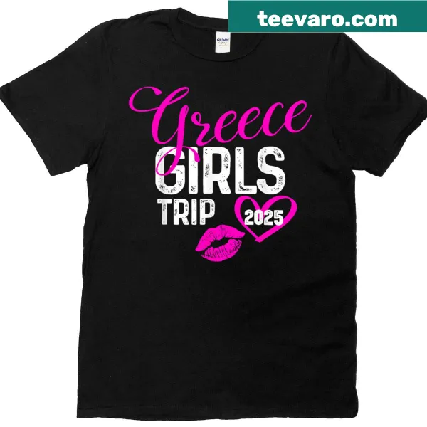 Cartoon T-shirt for girls trip to Greece in 2025