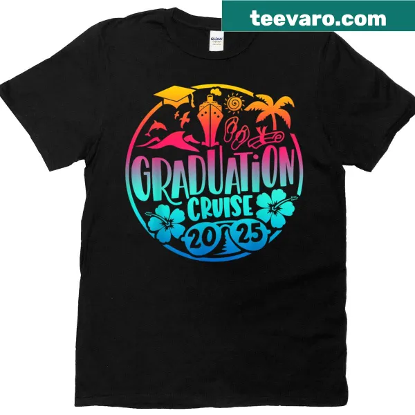 Matching shirt design featuring a ship for graduation cruise 2025.