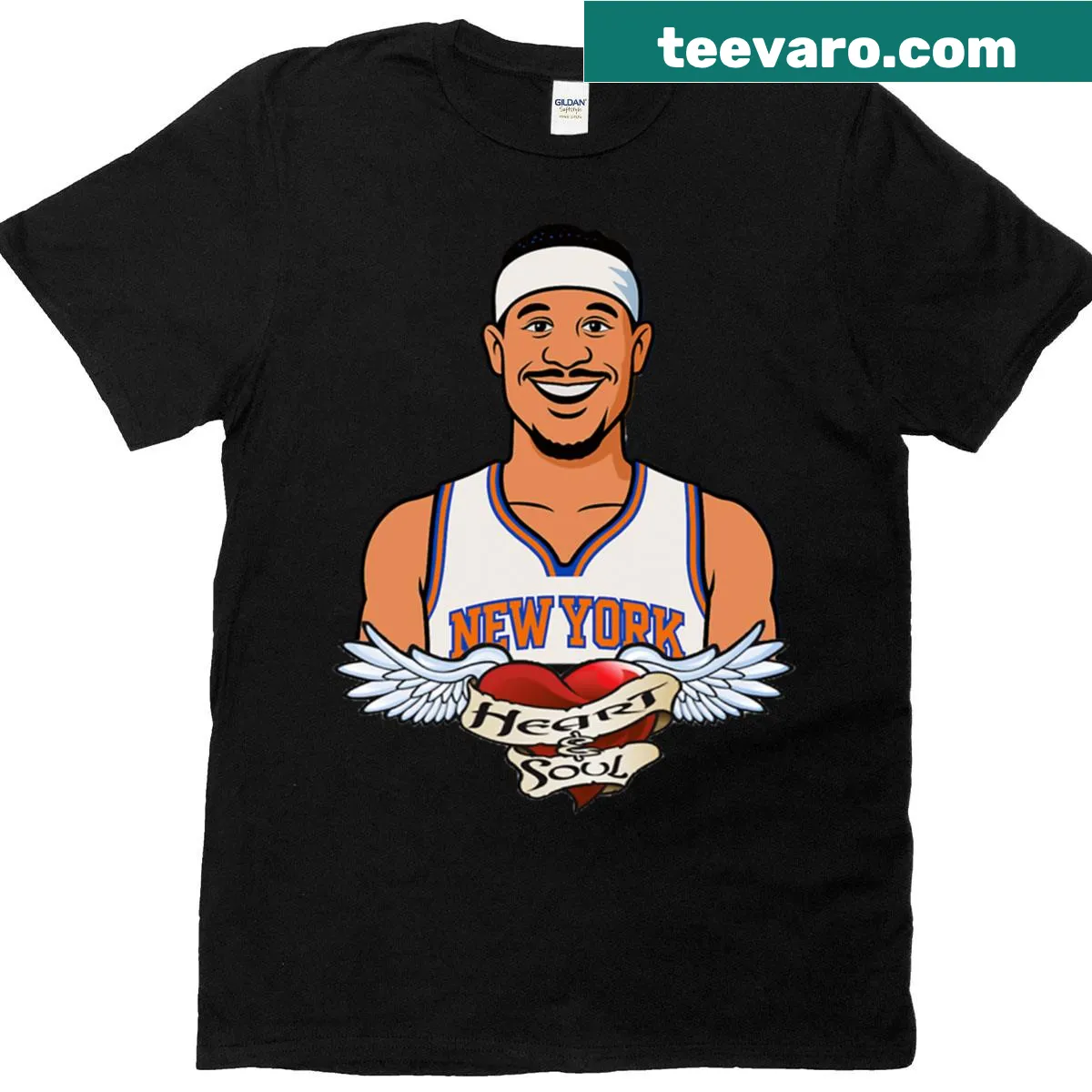 Oversized T-shirt with New York Knicks logo and text — on a men's t-shirt
