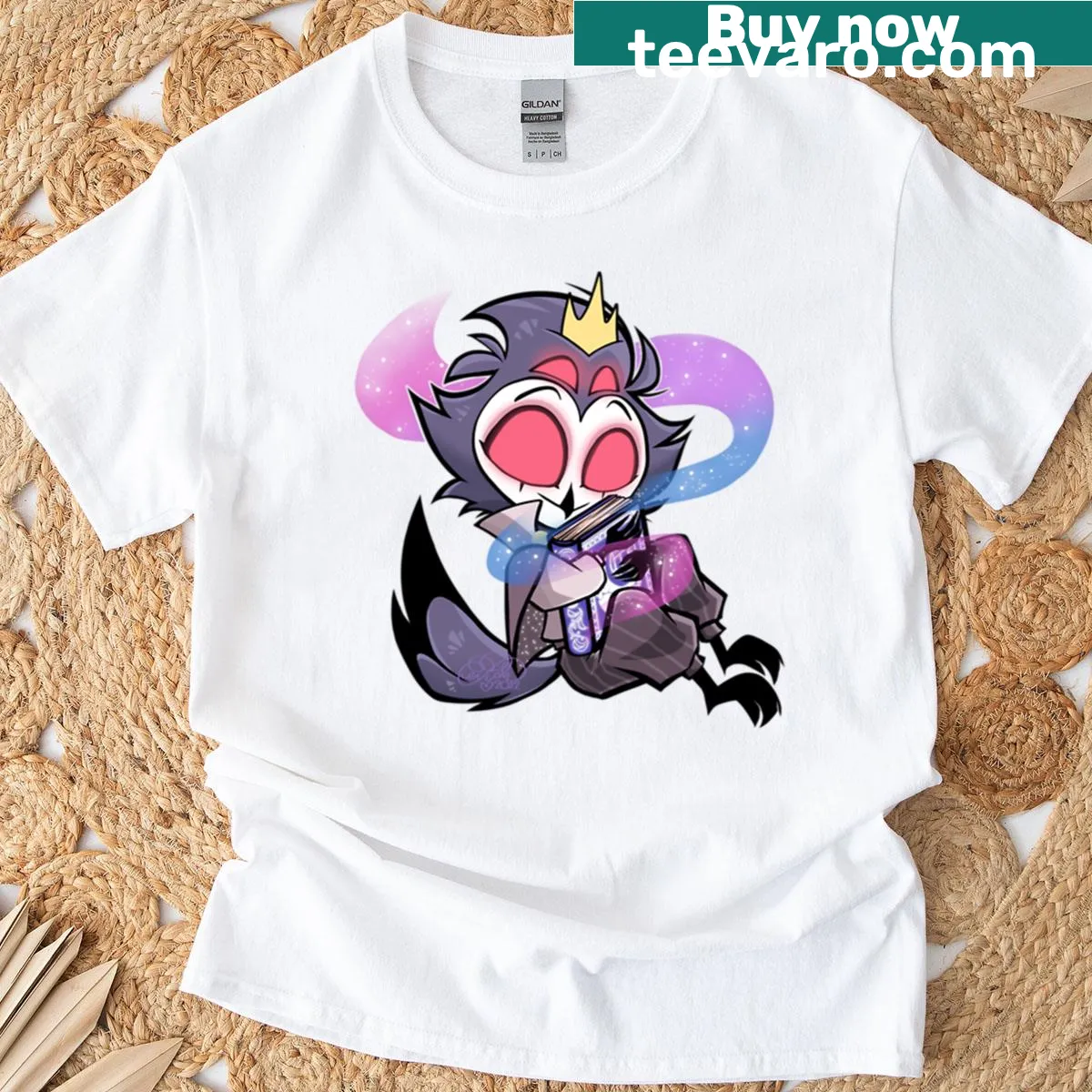 Cartoon of Stolas from Helluva Boss on a T-shirt — on a men's t-shirt