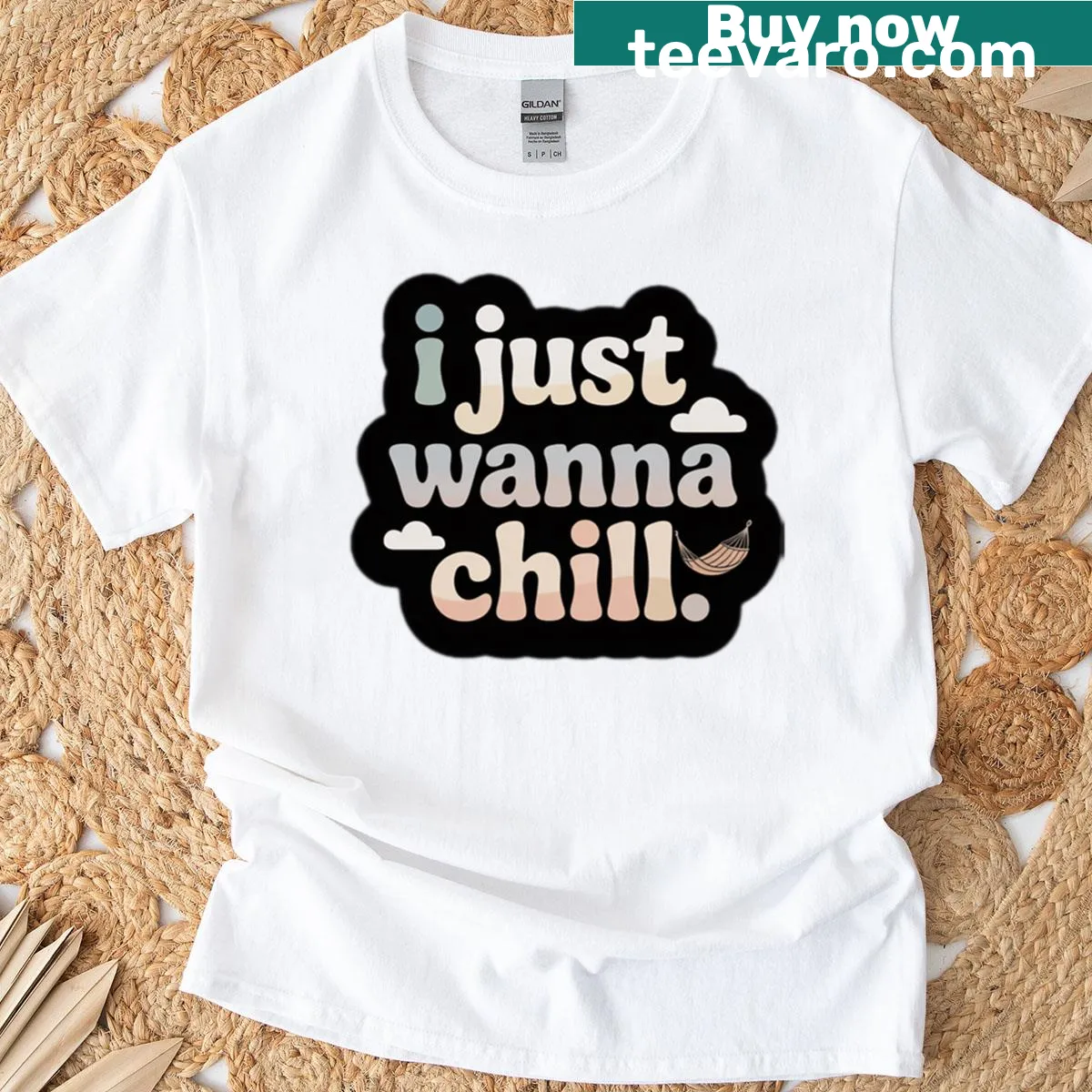 Minimalist graphic T-shirt with text I Just Wanna Chill — on a men's t-shirt