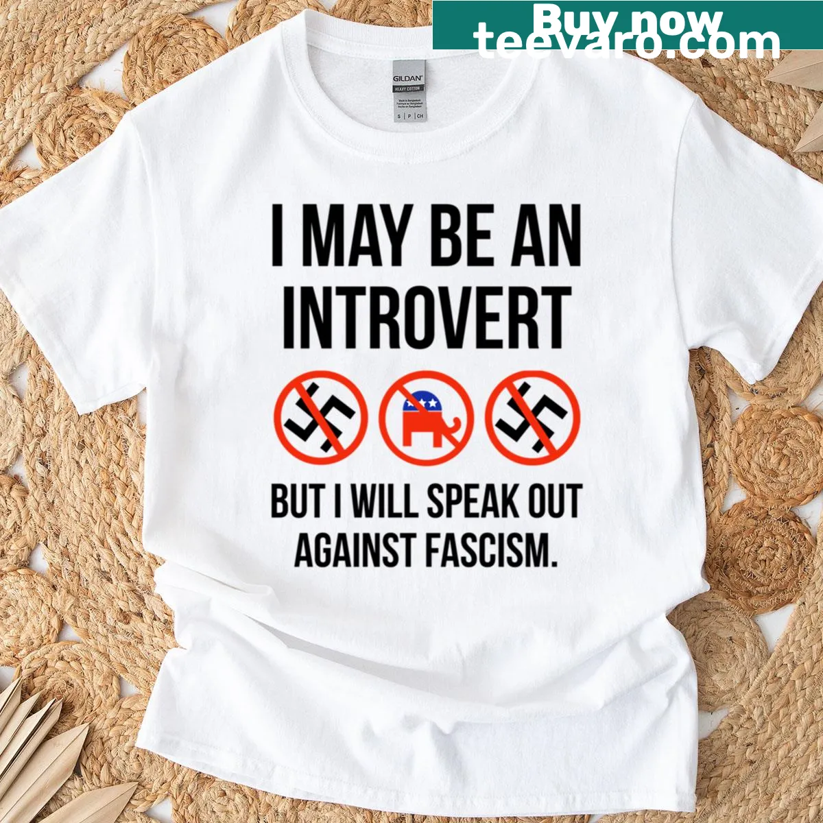 Graphic T-shirt with text on introversion and activism — on a men's t-shirt