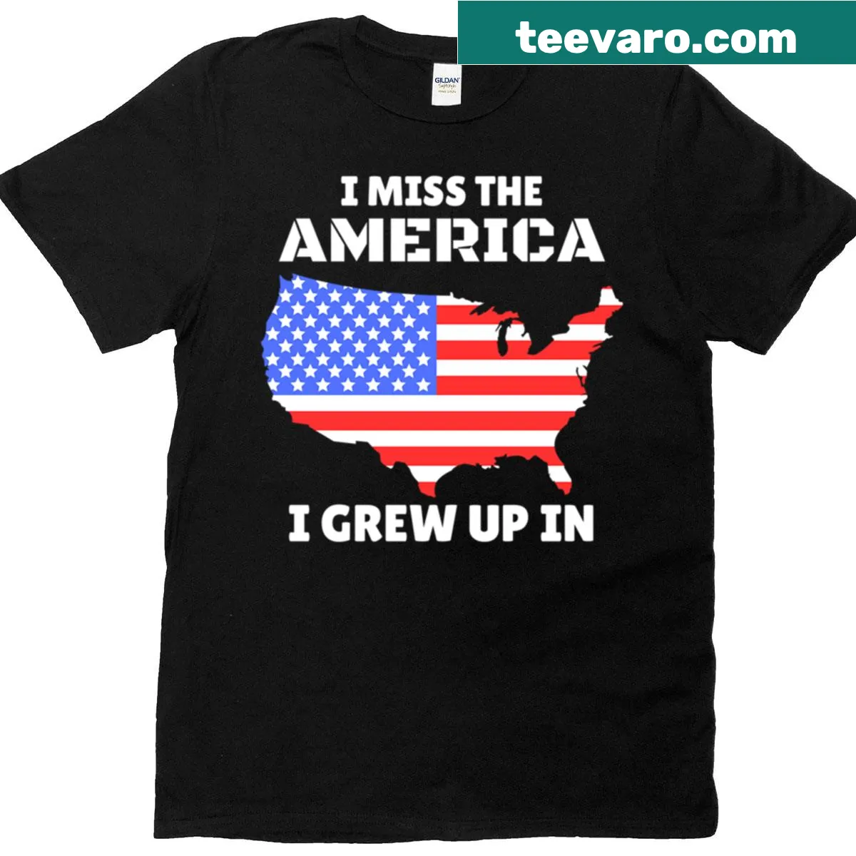 Nostalgic t-shirt with the phrase 'I Miss The America I Grew Up In' for reflection on past values — on a men's t-shirt