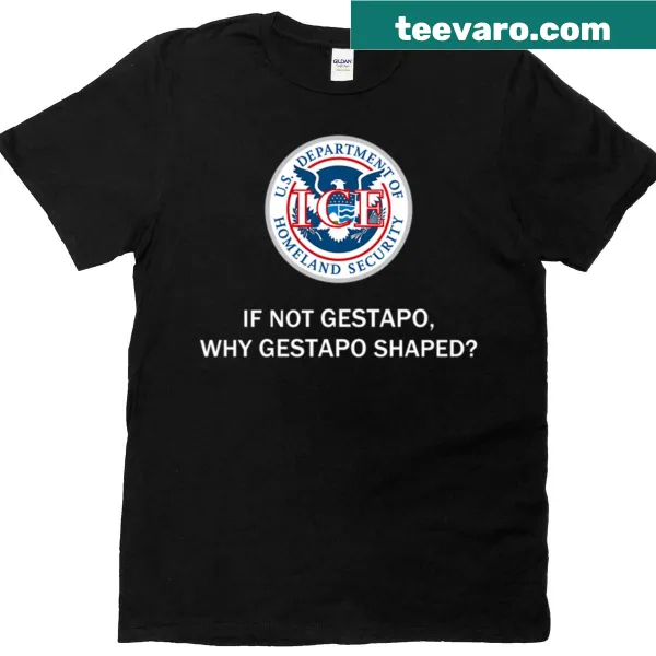 Edgy T-shirt with the phrase 'Ice Is Gestapo Shaped'