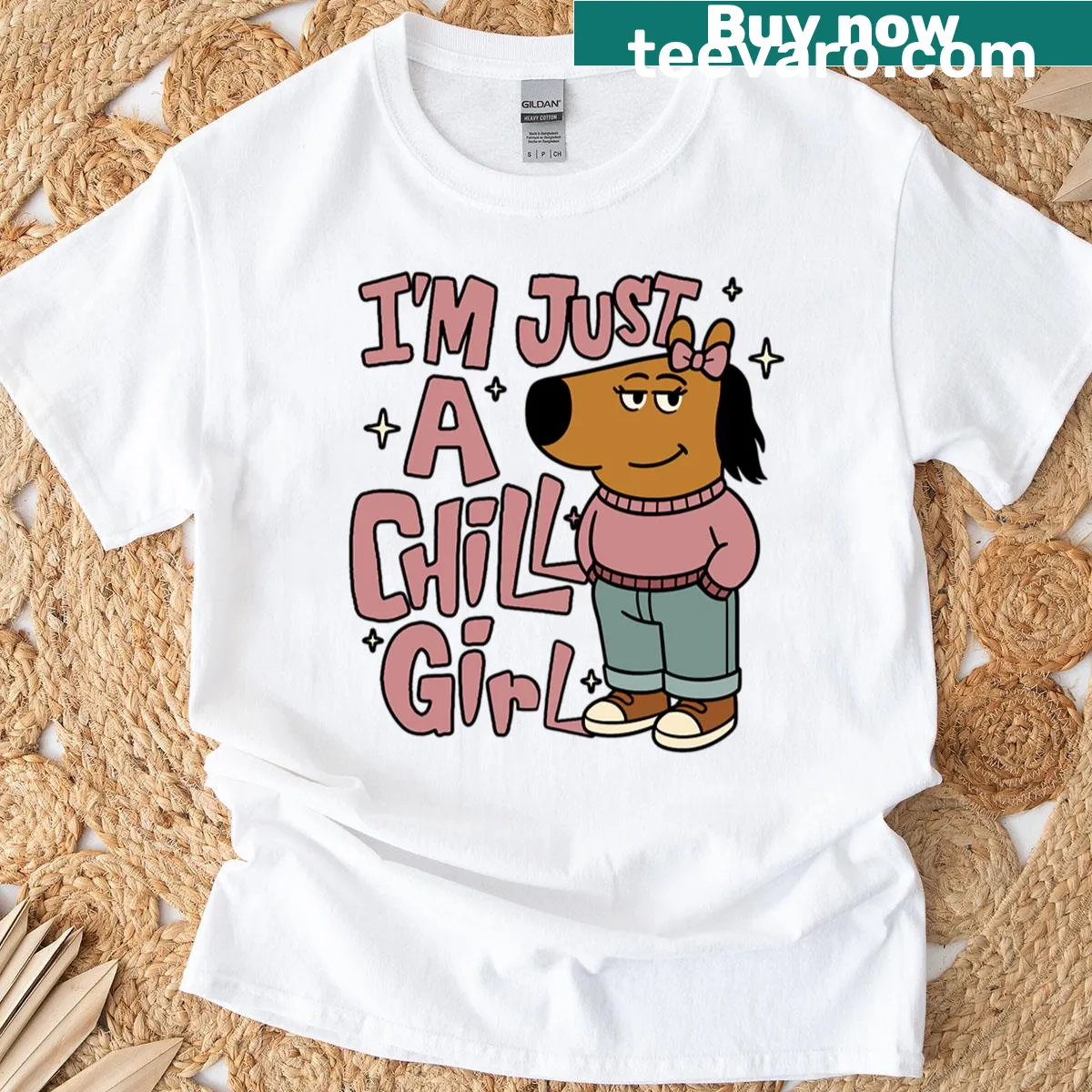 Meme t-shirt with the phrase 'I'm Just A Chill Girl' — on a men's t-shirt