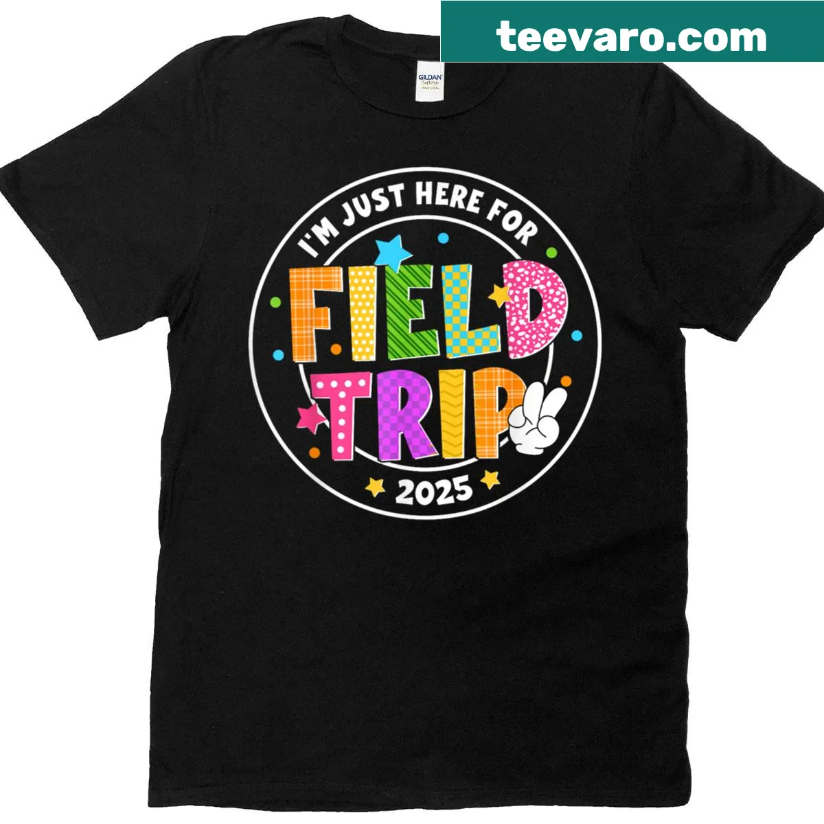 Playful T-shirt for teachers celebrating field trip vibes. — on a men's t-shirt