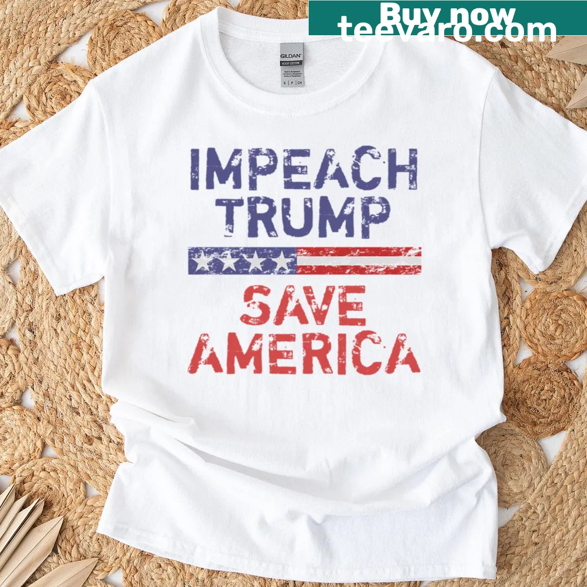 Oversized T-shirt with the phrase 'Impeach Trump, Save America' — on a men's t-shirt