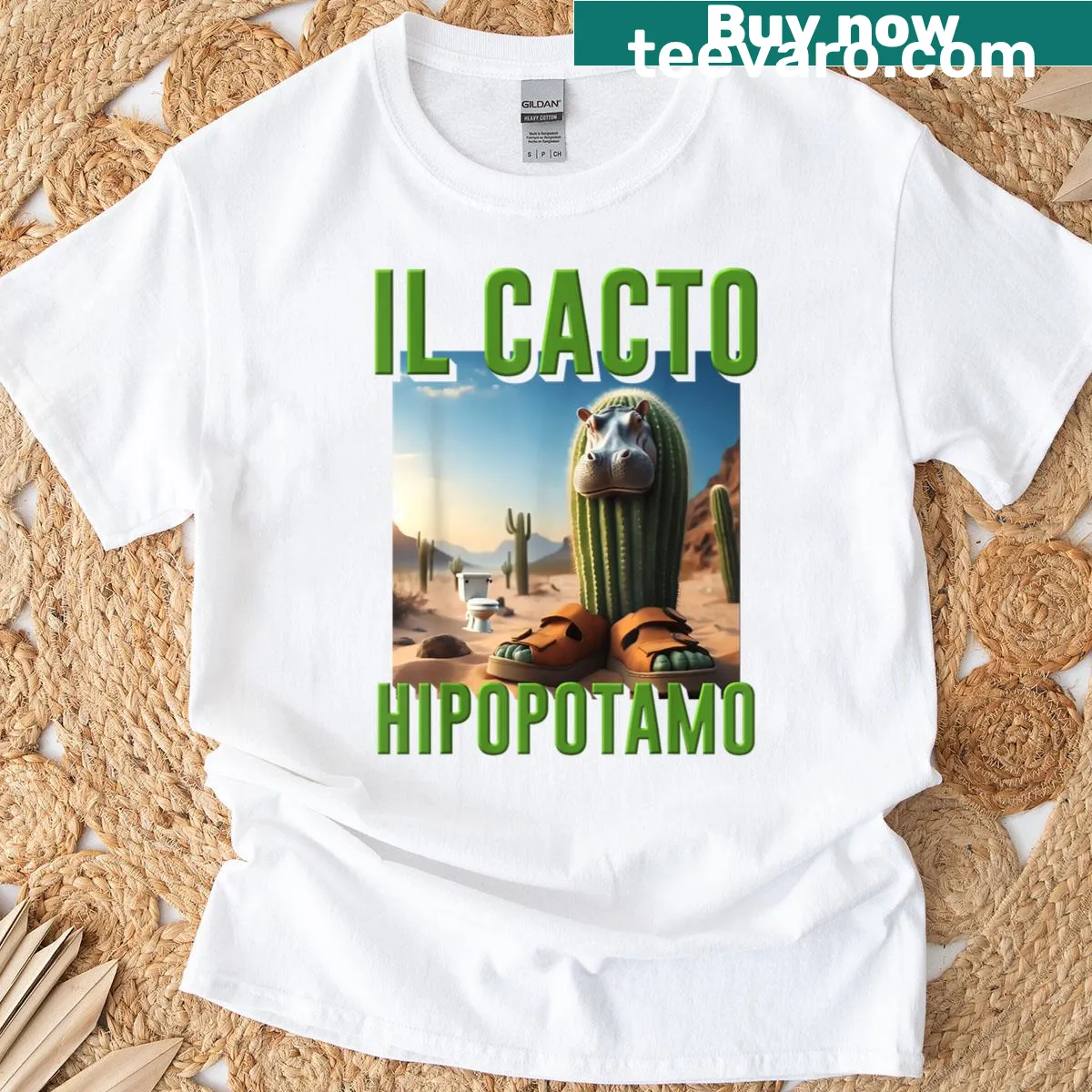 Kids T-shirt featuring Il Cacto Hipopotamo character — on a men's t-shirt