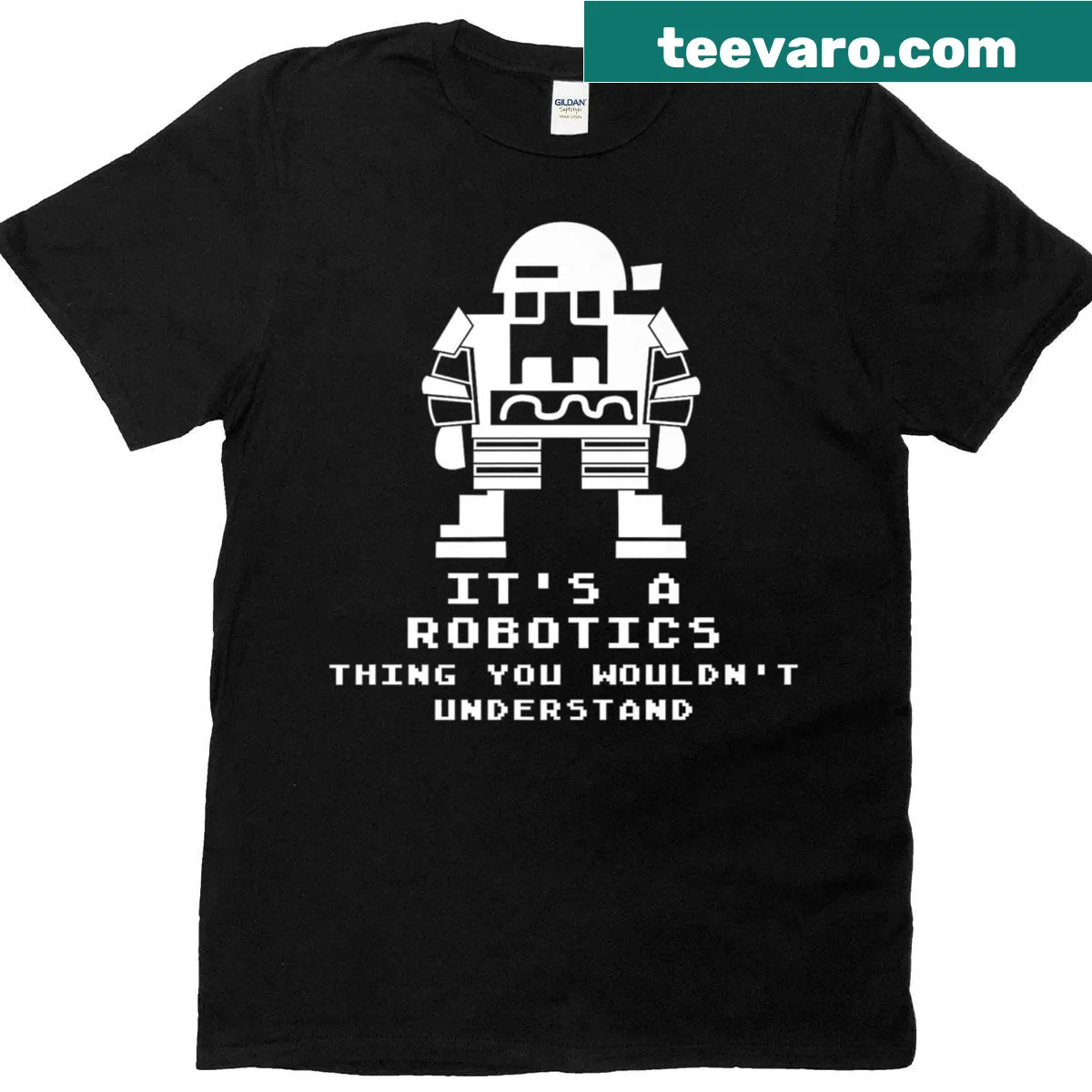 Robotics-themed T-shirt with graphic for engineers — on a men's t-shirt