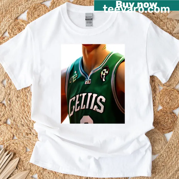 Illustration of Jayson Tatum focused on a t-shirt