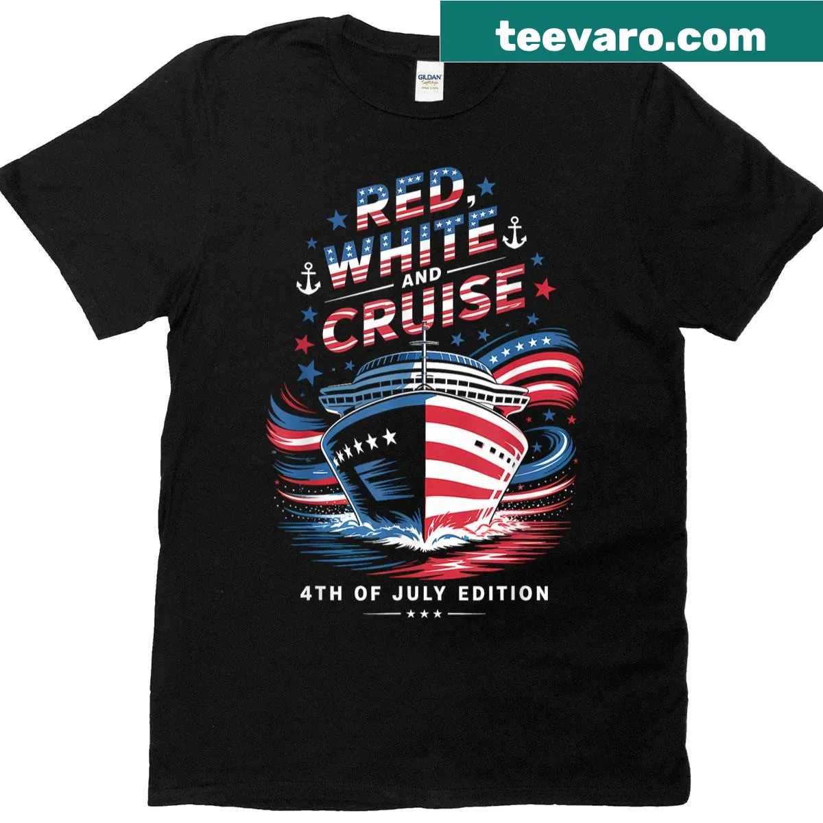 Family matching t-shirt for July cruise vacation — on a men's t-shirt
