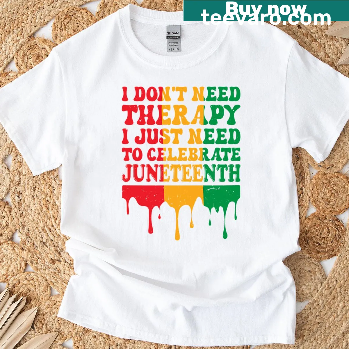Inspirational T-shirt for Juneteenth with a joyful message celebrating freedom. — on a men's t-shirt