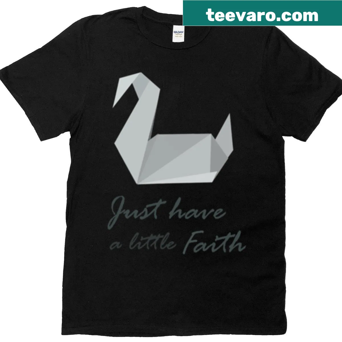 Inspirational t-shirt with the phrase 'Just Have A Little Faith' — on a men's t-shirt