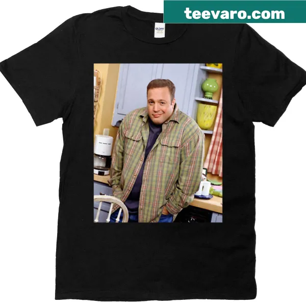 T-shirt featuring Kevin James smirking with hands in pockets.