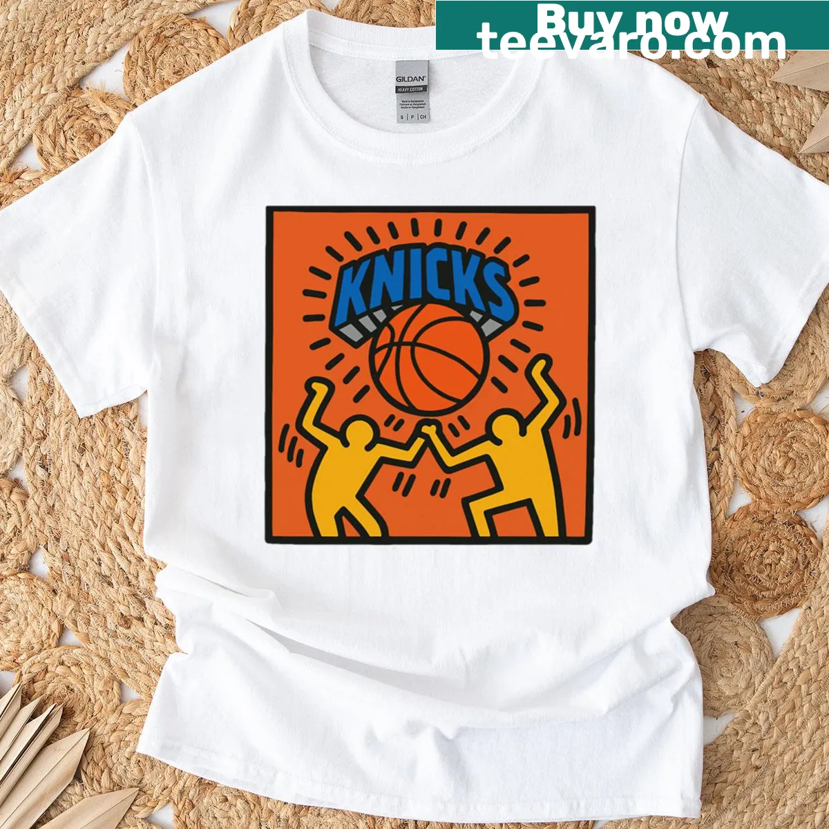 Oversized Kh Knicks T-shirt with bold logo design — on a men's t-shirt