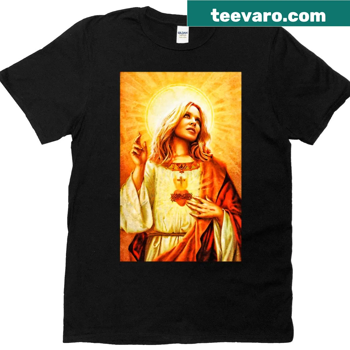 Tribute T-shirt featuring Kylie Minogue's artistry. — on a men's t-shirt