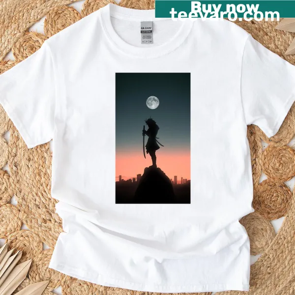 Illustrated samurai design on an oversized t-shirt