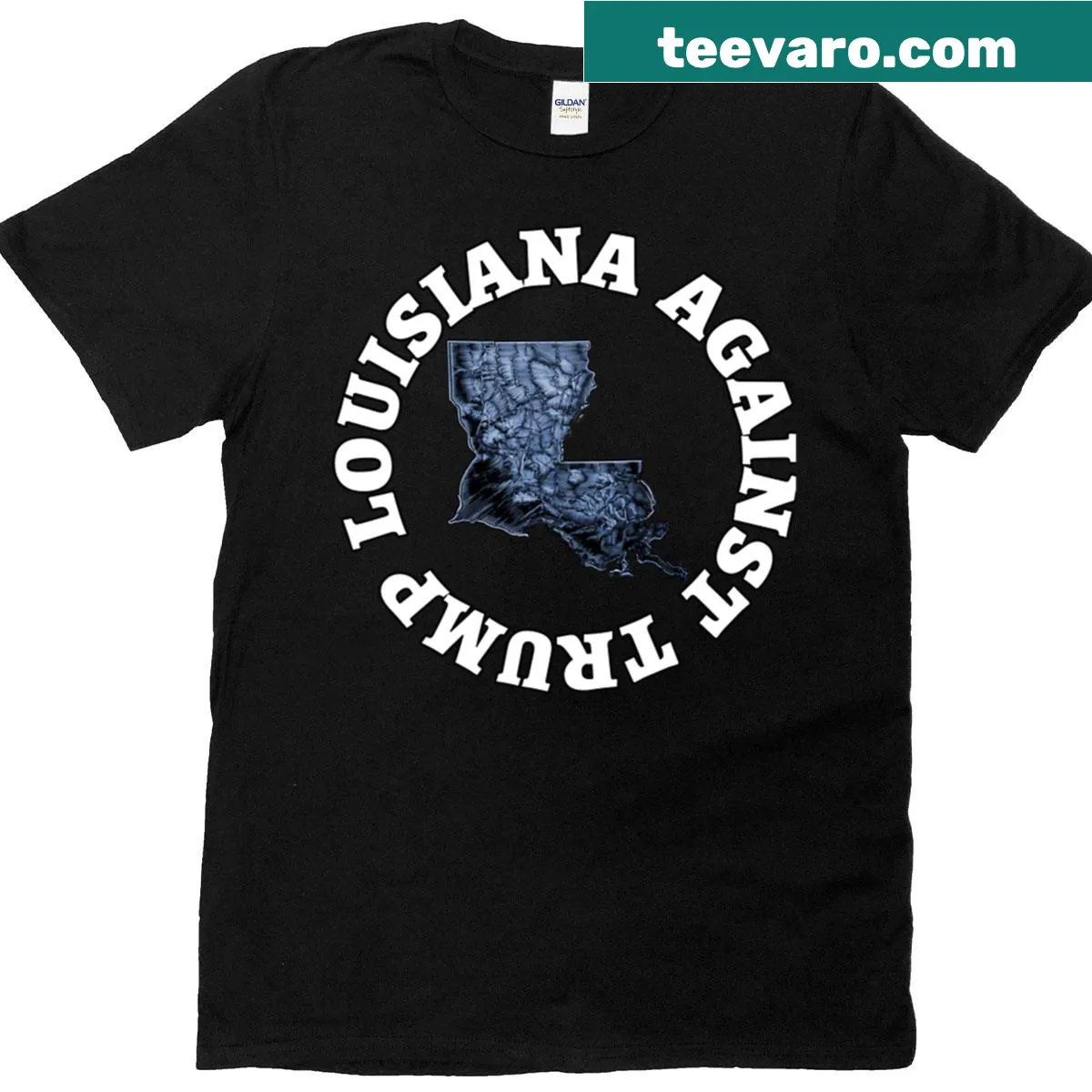 Louisiana Against Trump slogan on T-shirt in bold typography — on a men's t-shirt