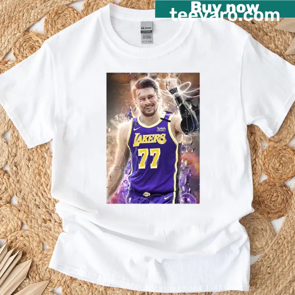 Luka Doncic 77 t-shirt featuring bold typography