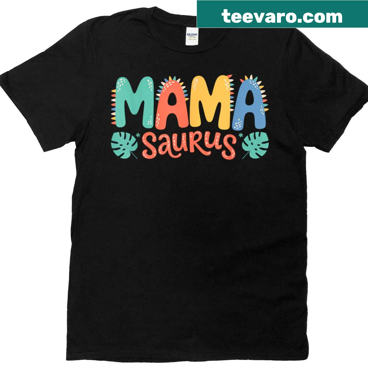 Cartoon dinosaur-themed matching t-shirt for moms — on a men's t-shirt