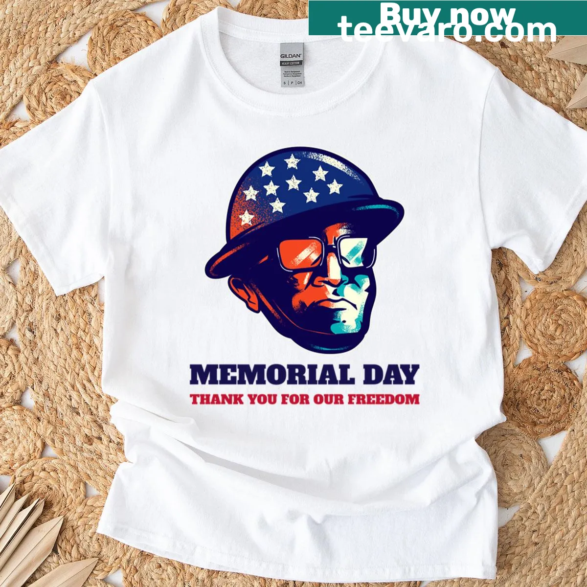 Oversized t-shirt with 'Thank You For Our Freedom' text — on a men's t-shirt