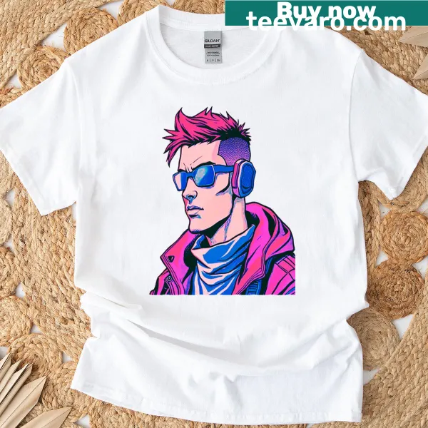 Whimsical t-shirt featuring Neon Daydreams Sonic Drift illustration