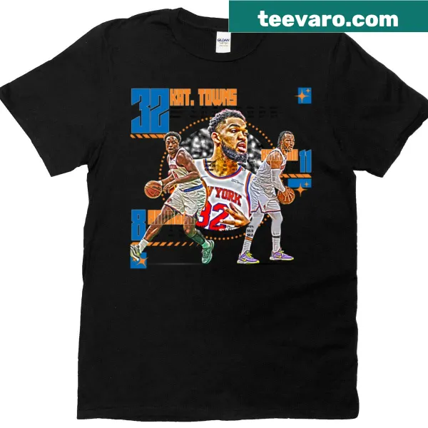 Graphic T-shirt featuring New York basketball theme and squad design.