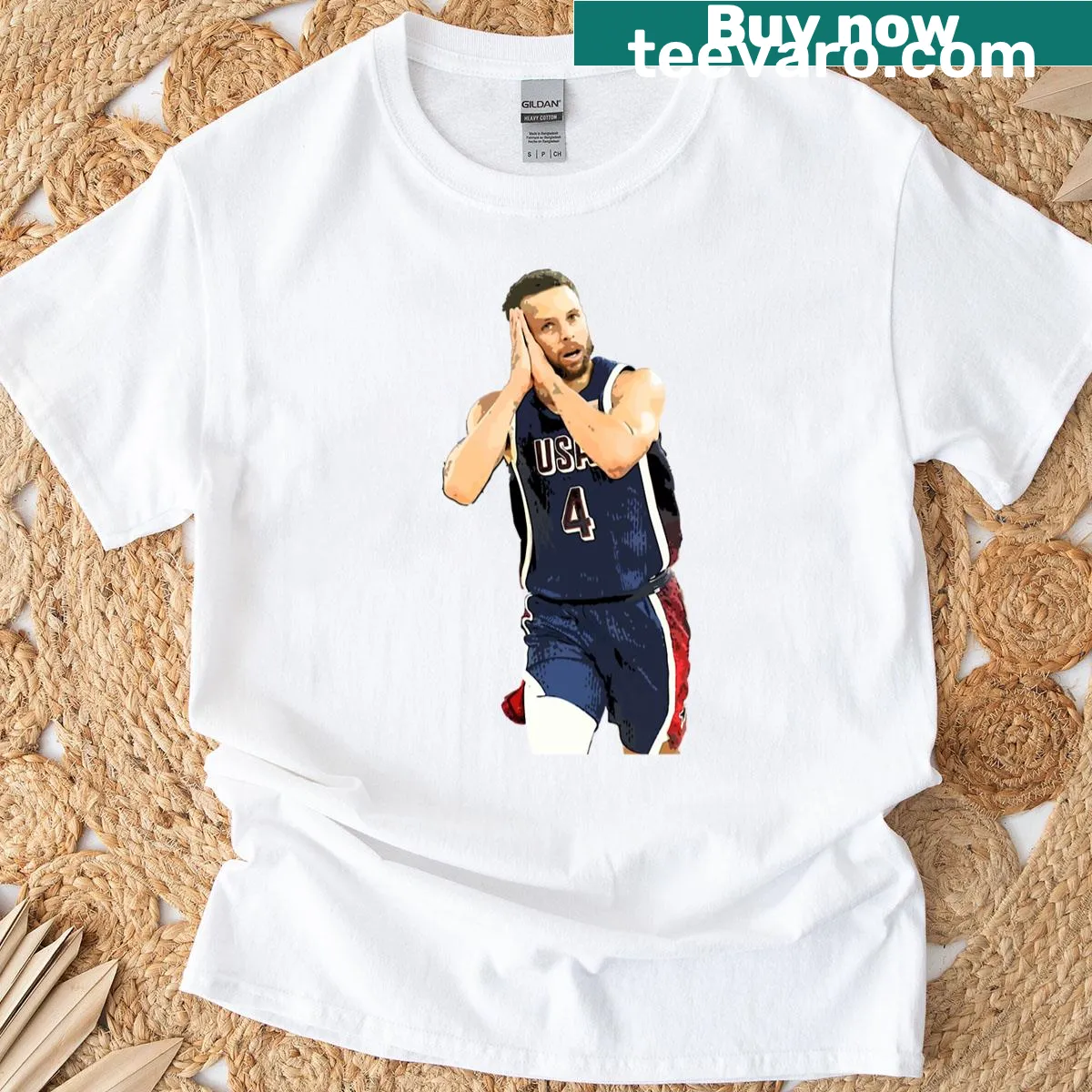 Oversized T-shirt with a playful Steph Curry graphic for basketball enthusiasts. — on a men's t-shirt