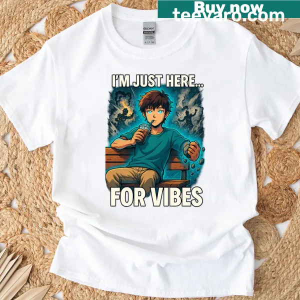 Anime-inspired t-shirt with a chill meme graphic
