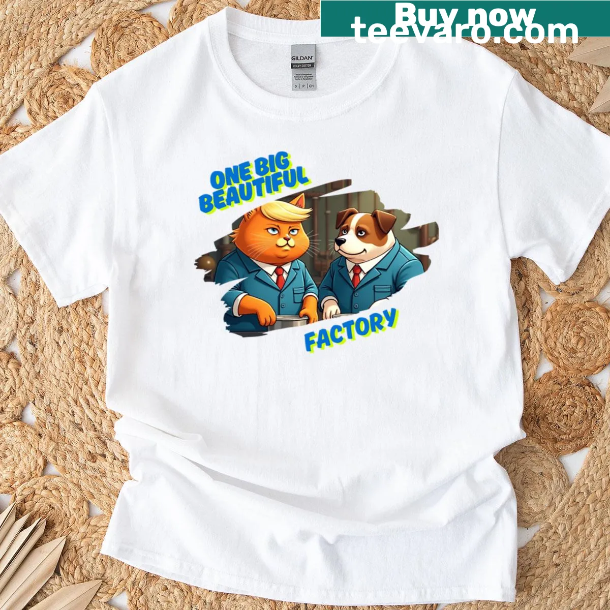 Oversized T-shirt celebrating dogs with whimsical illustrations — on a men's t-shirt