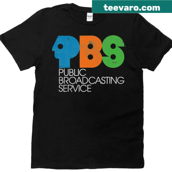Distressed vintage PBS logo T-shirt with a worn look
