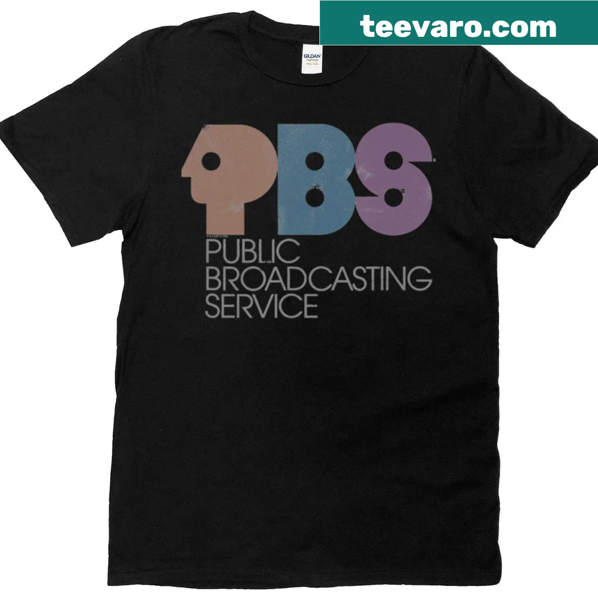 Faded vintage PBS logo t-shirt — on a men's t-shirt