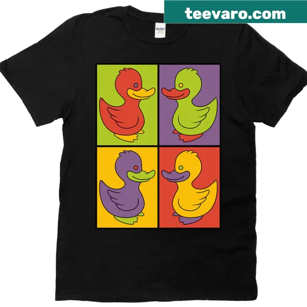Playful pop art T-shirt featuring whimsical love ducks design