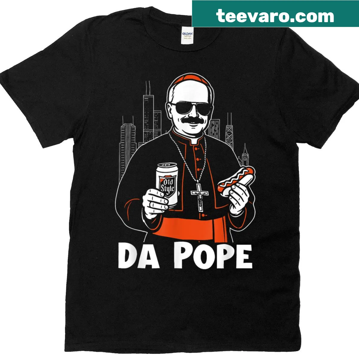 T-shirt with 'Da Pope' text celebrating Pope Leo XIV and Chicago — on a men's t-shirt