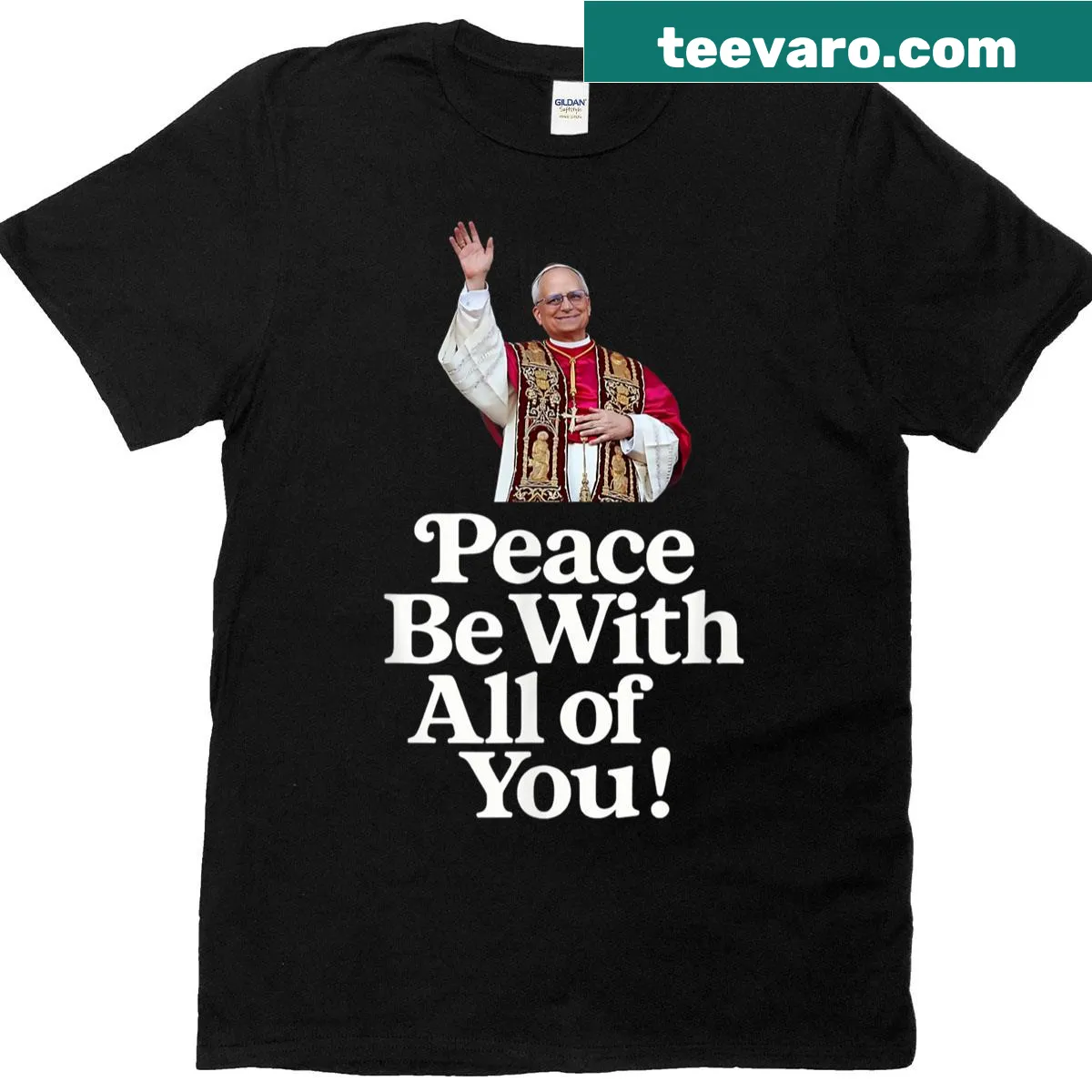 T-shirt with spiritual blessing from Pope Leo XIV — on a men's t-shirt