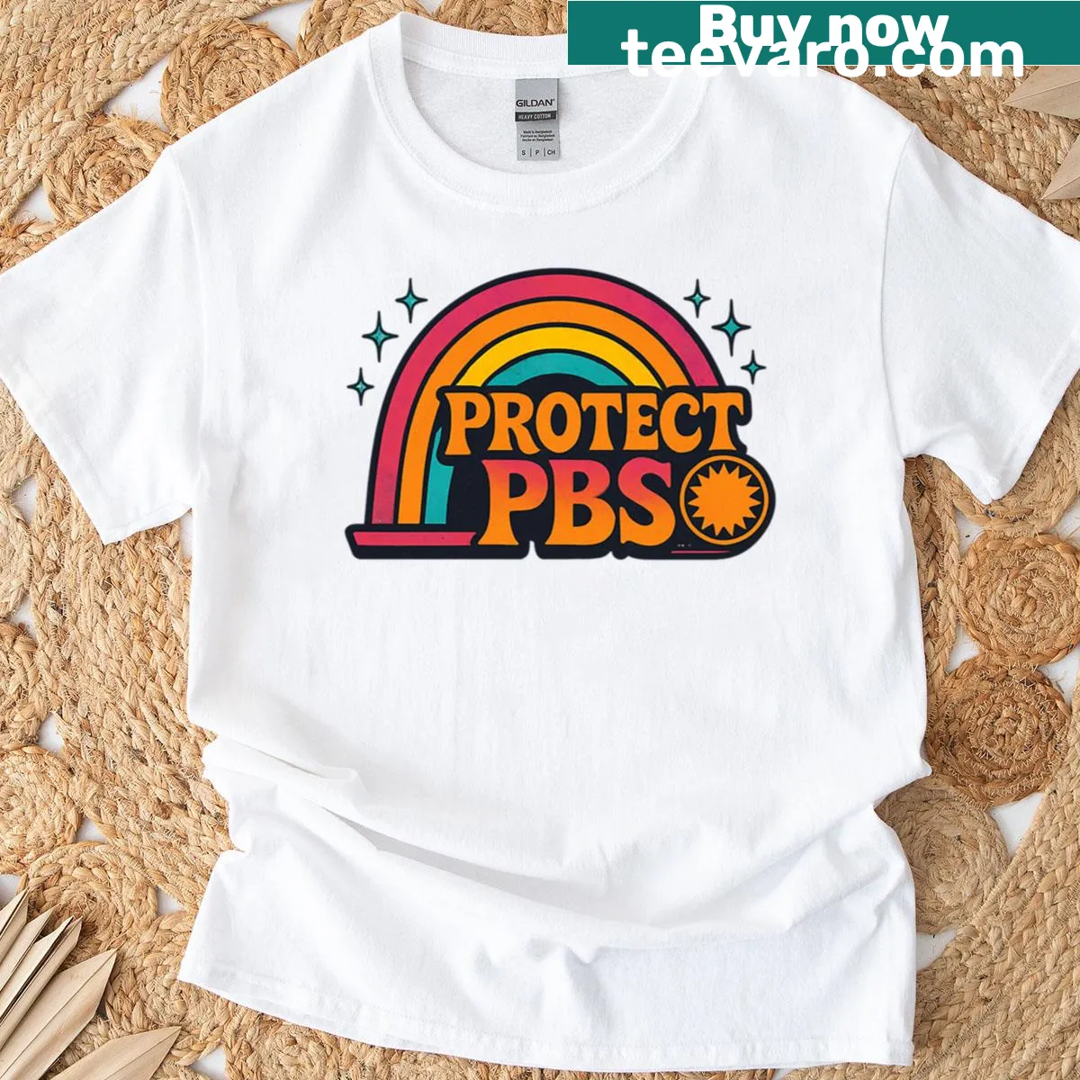 T-shirt highlighting 'Protect Save Public Broadcasting Service' slogan for media advocacy — on a men's t-shirt