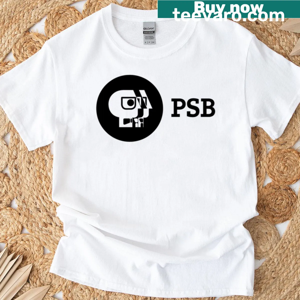 T-shirt featuring the Public Service Broadcasting logo — on a men's t-shirt