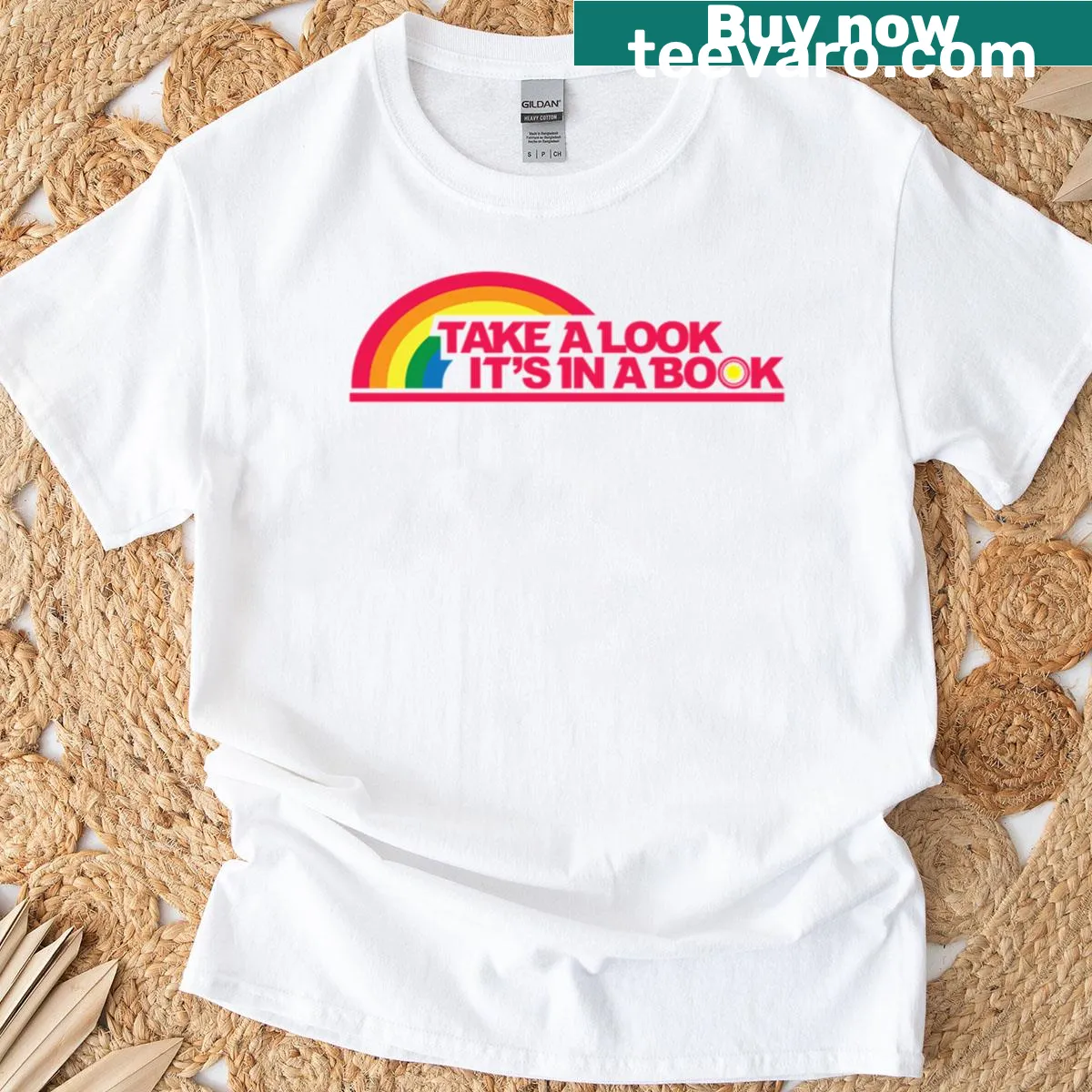 T-shirt featuring an illustration inspired by the 'Reading Rainbow' show — on a men's t-shirt