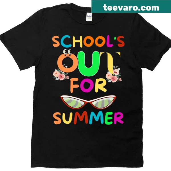 Retro last day of school T-shirt for teachers with summer theme