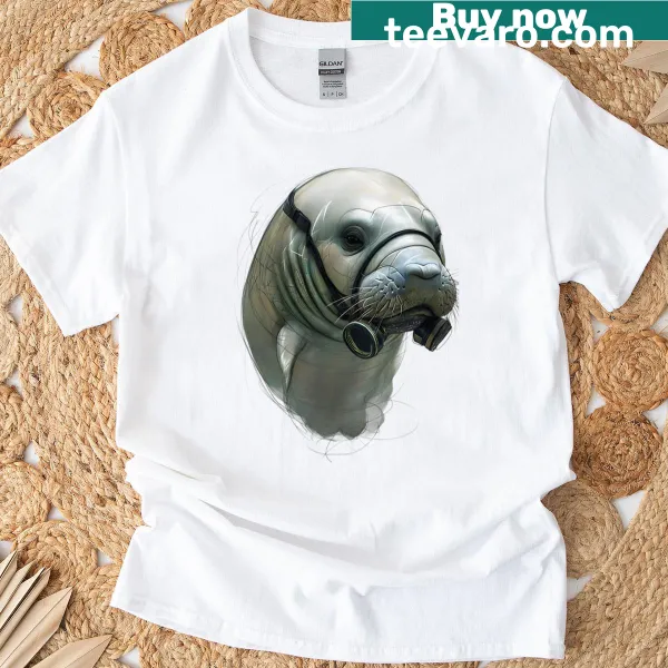 T-shirt with an illustration advocating to save manatees