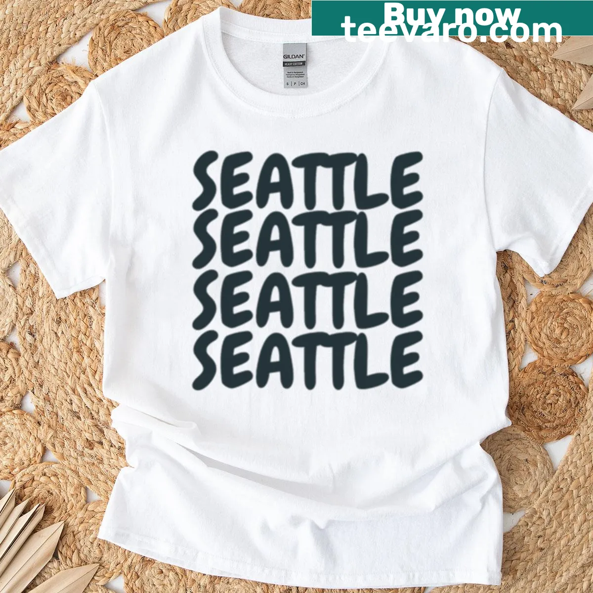 T-shirt with a minimalist design inspired by Seattle's skyline — on a men's t-shirt