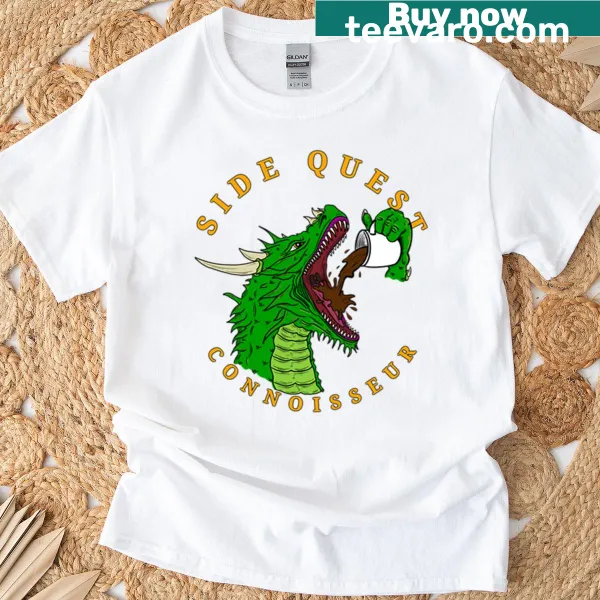 Funny gamer t-shirt with 'Side Quest Connoisseur' text