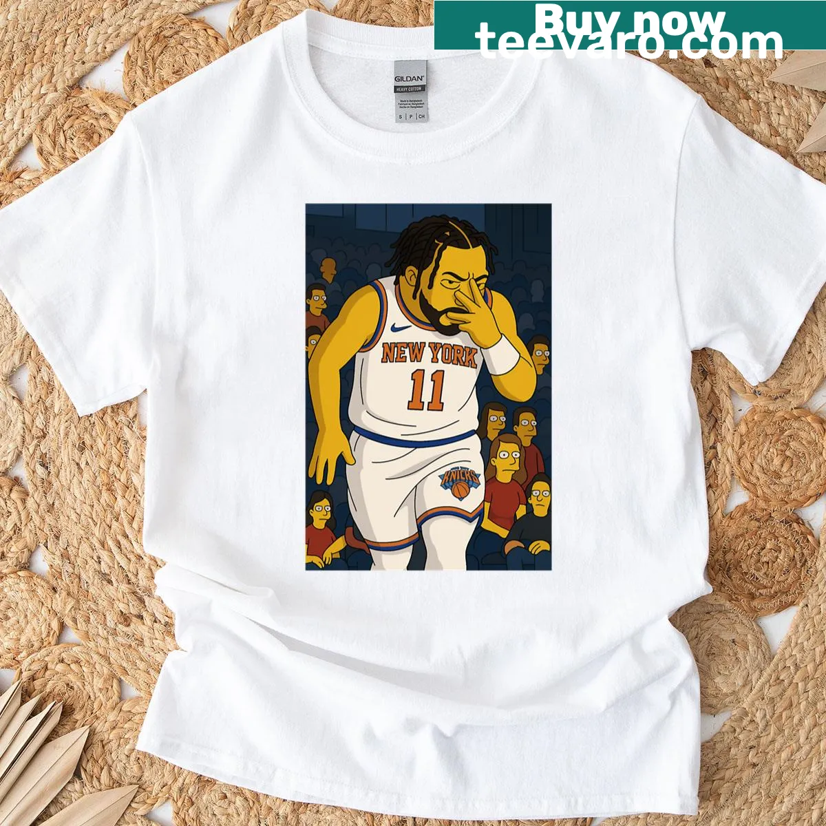Graphic tee featuring Sideshow Brunson and Knicks logo — on a men's t-shirt