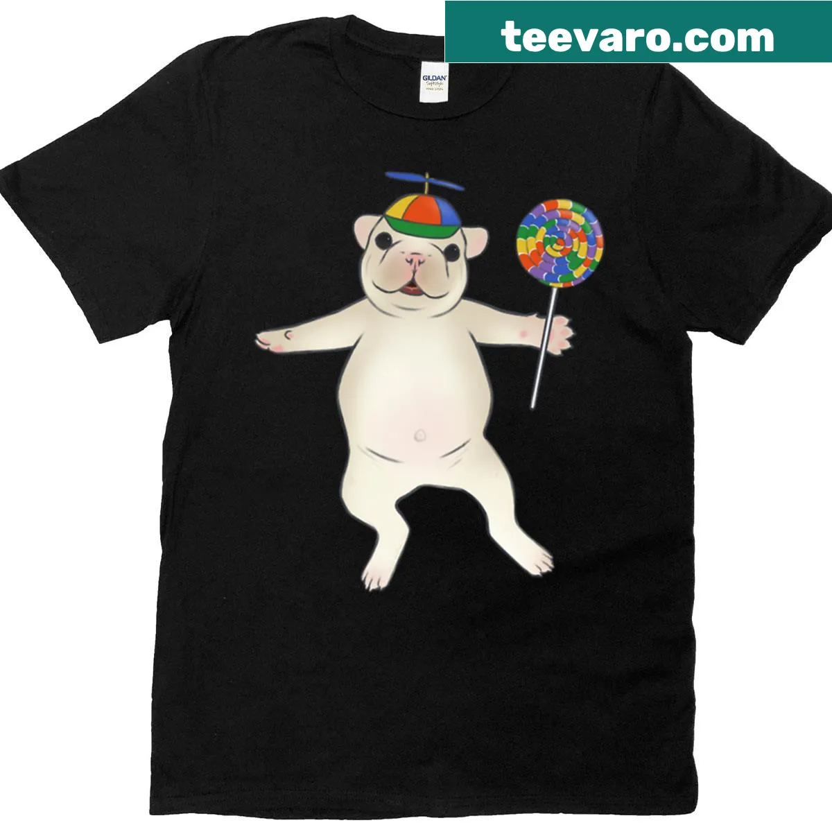 Oversized tee with playful illustrations of pit bulls — on a men's t-shirt